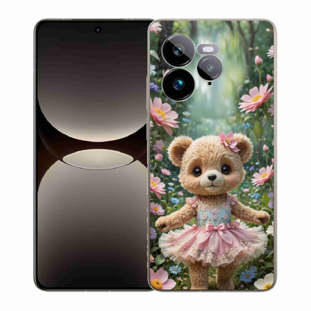 Gélový kryt mmCase na Realme GT 7 Pro 5G - roztomilý medvedík v kvetoch