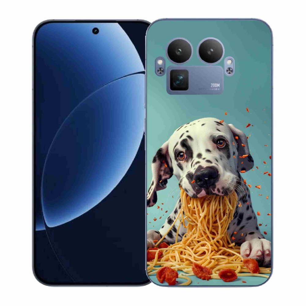 Gélový kryt mmCase na Realme GT 8 Pro 5G - dalmatín a špagety