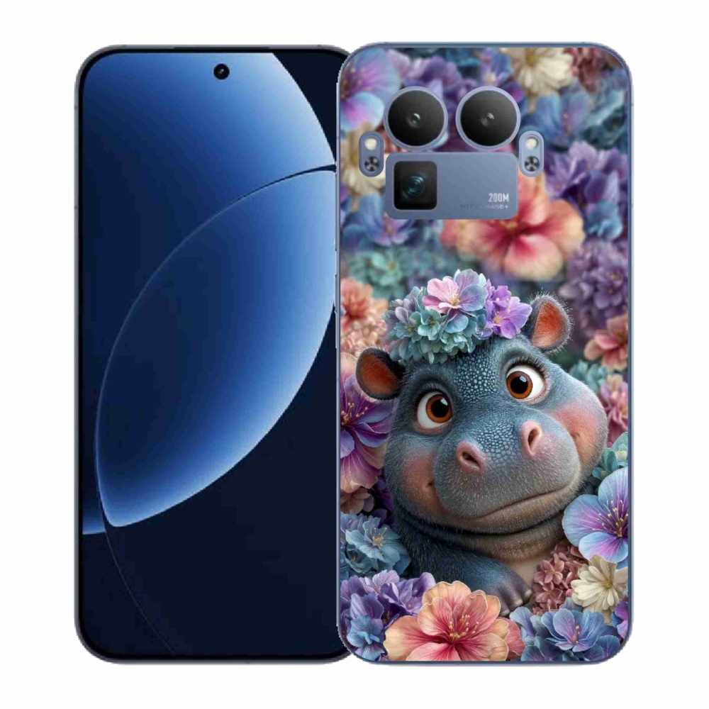 Gélový kryt mmCase na Realme GT 8 Pro 5G - hrošík v kvetoch