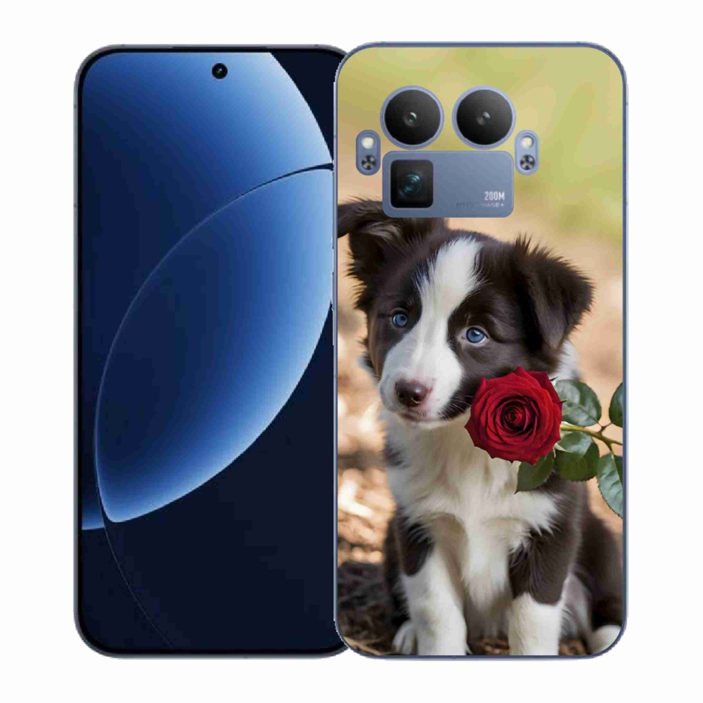 Gélový kryt mmCase na Realme GT 8 Pro 5G - roztomilá border kólia s ružou