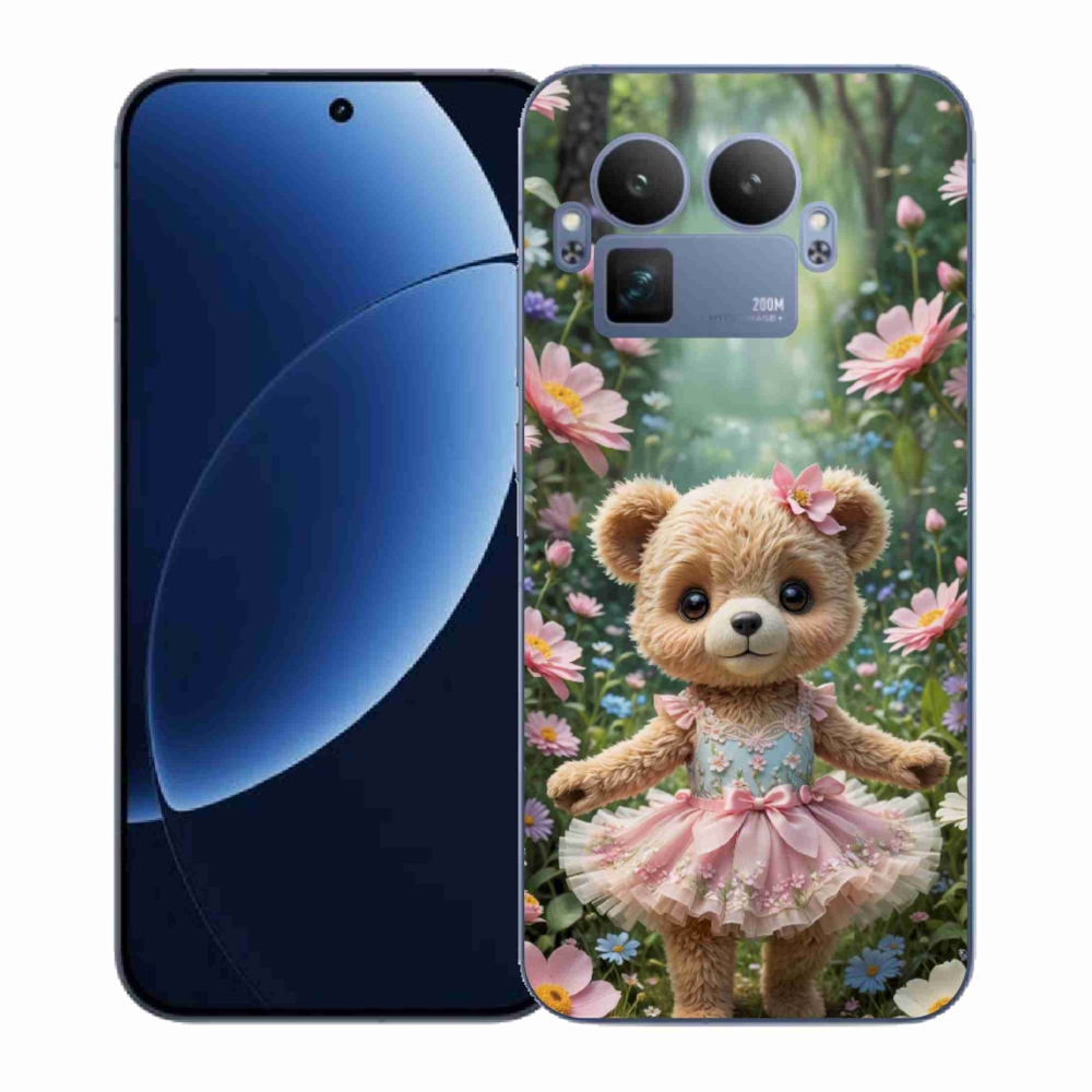 Gélový kryt mmCase na Realme GT 8 Pro 5G - roztomilý medvedík v kvetoch