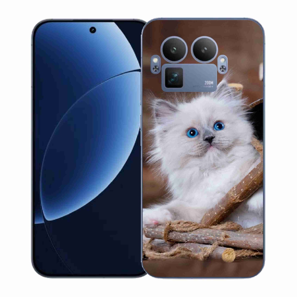 Gélový kryt mmCase na Realme GT 8 Pro - biele mačiatko