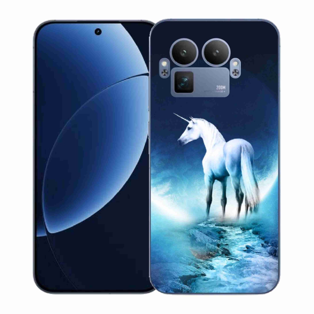 Gélový kryt mmCase na Realme GT 8 Pro - biely jednorožec