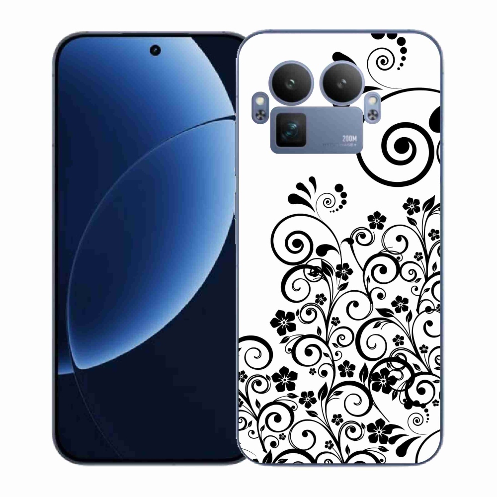 Gélový kryt mmCase na Realme GT 8 Pro - čiernobiele kvetinové vzory