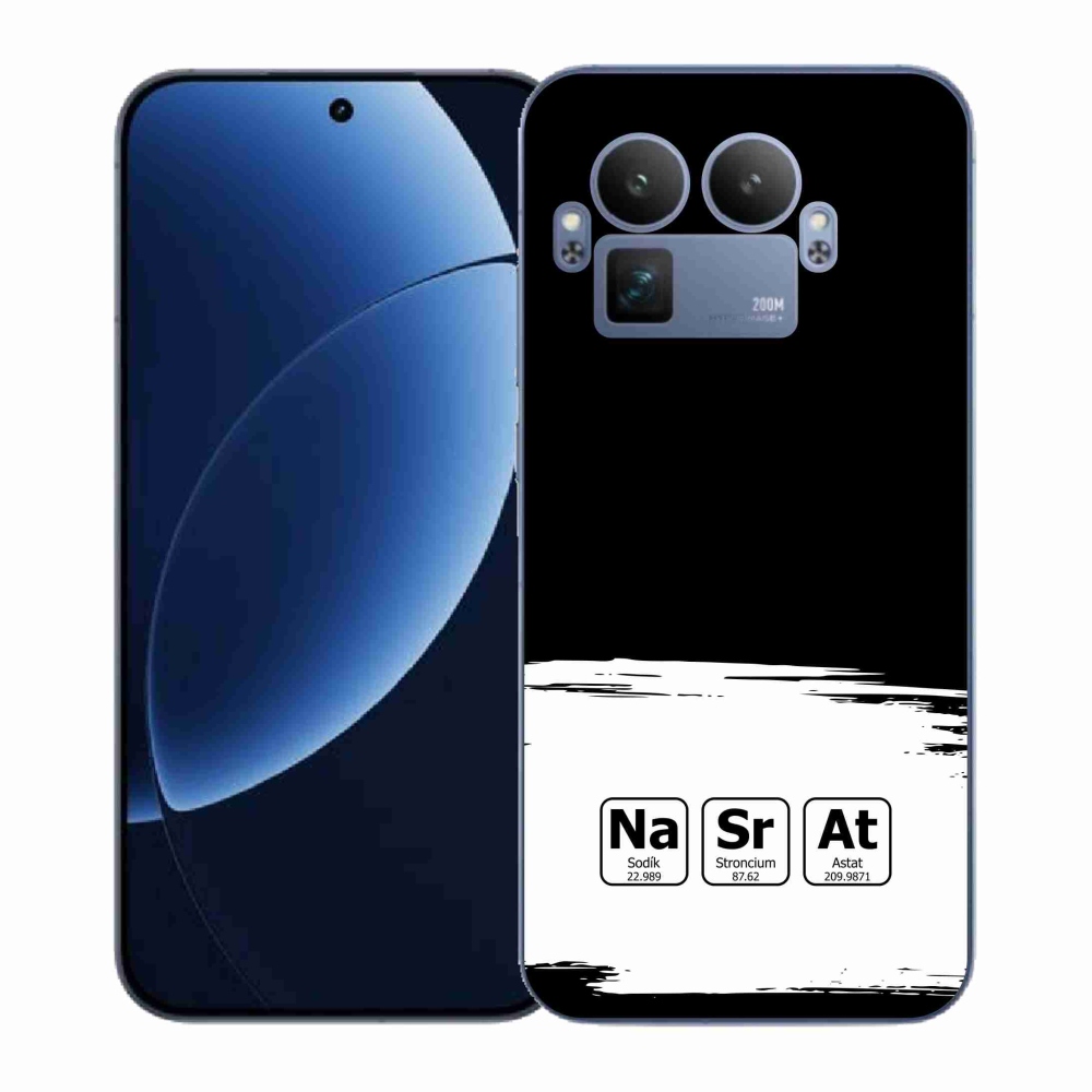 Gélový kryt mmCase na Realme GT 8 Pro - chemické prvky bieločierne pozadie