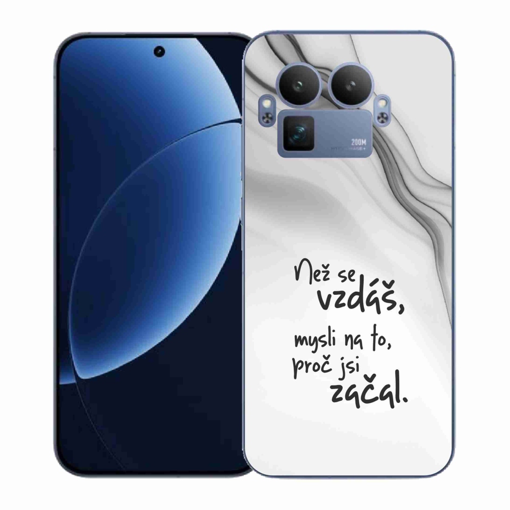 Gélový kryt mmCase na Realme GT 8 Pro - citát 2 biele pozadie