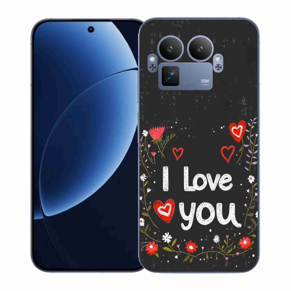 Gélový kryt mmCase na Realme GT 8 Pro - I love you čierne pozadie