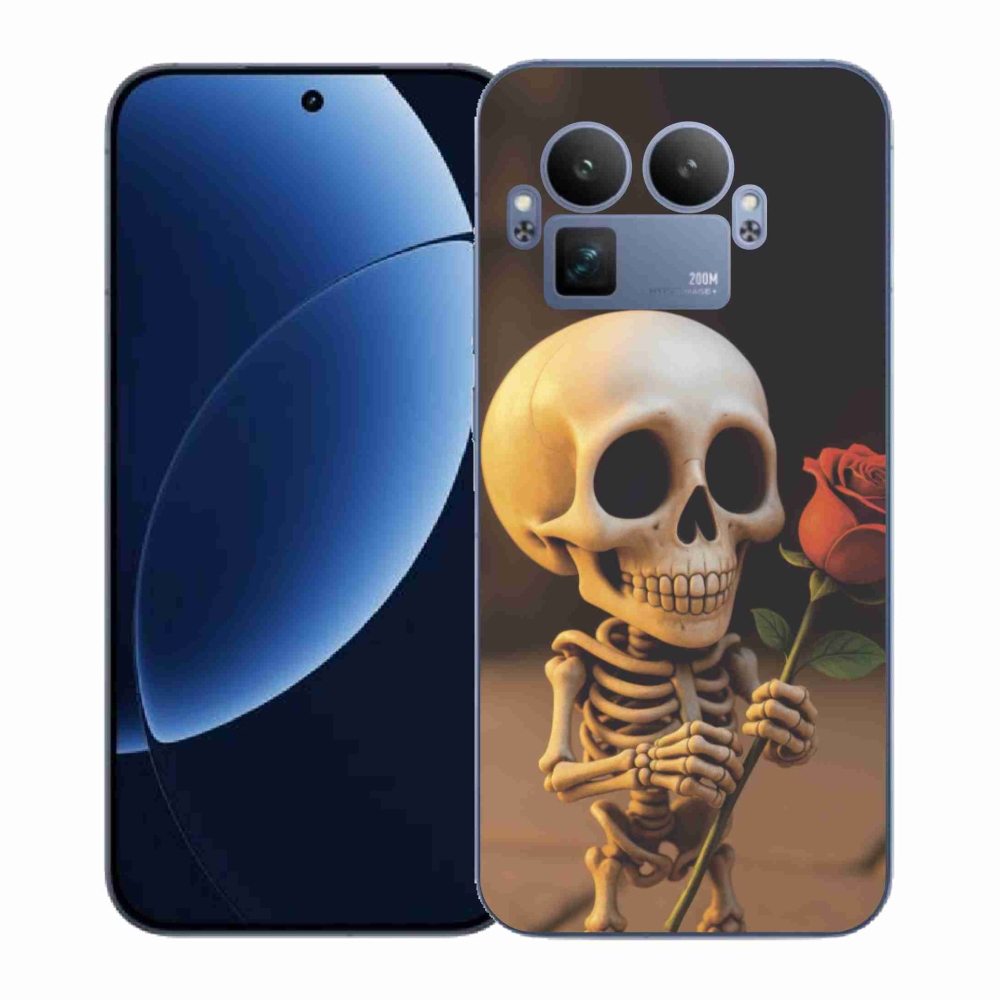 Gélový kryt mmCase na Realme GT 8 Pro - kostlivec s ružou