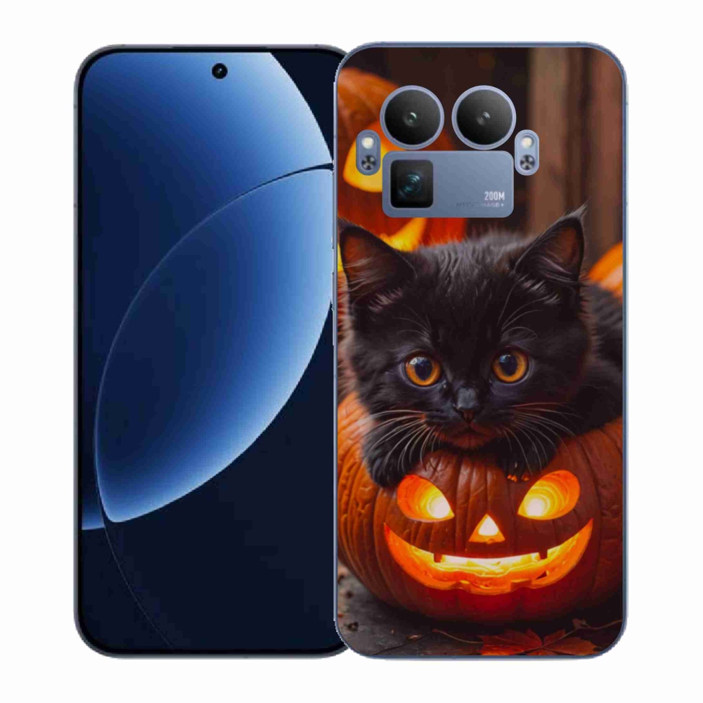 Gélový kryt mmCase na Realme GT 8 Pro - mačiatko a tekvica