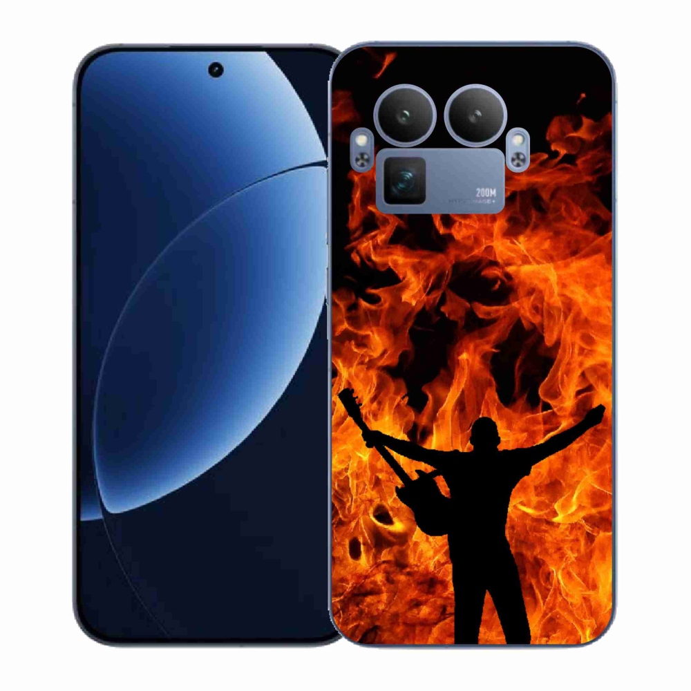 Gélový kryt mmCase na Realme GT 8 Pro - muzikant a oheň