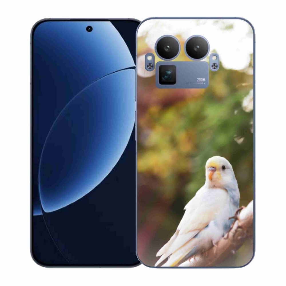 Gélový kryt mmCase na Realme GT 8 Pro - papagáj andulka biela