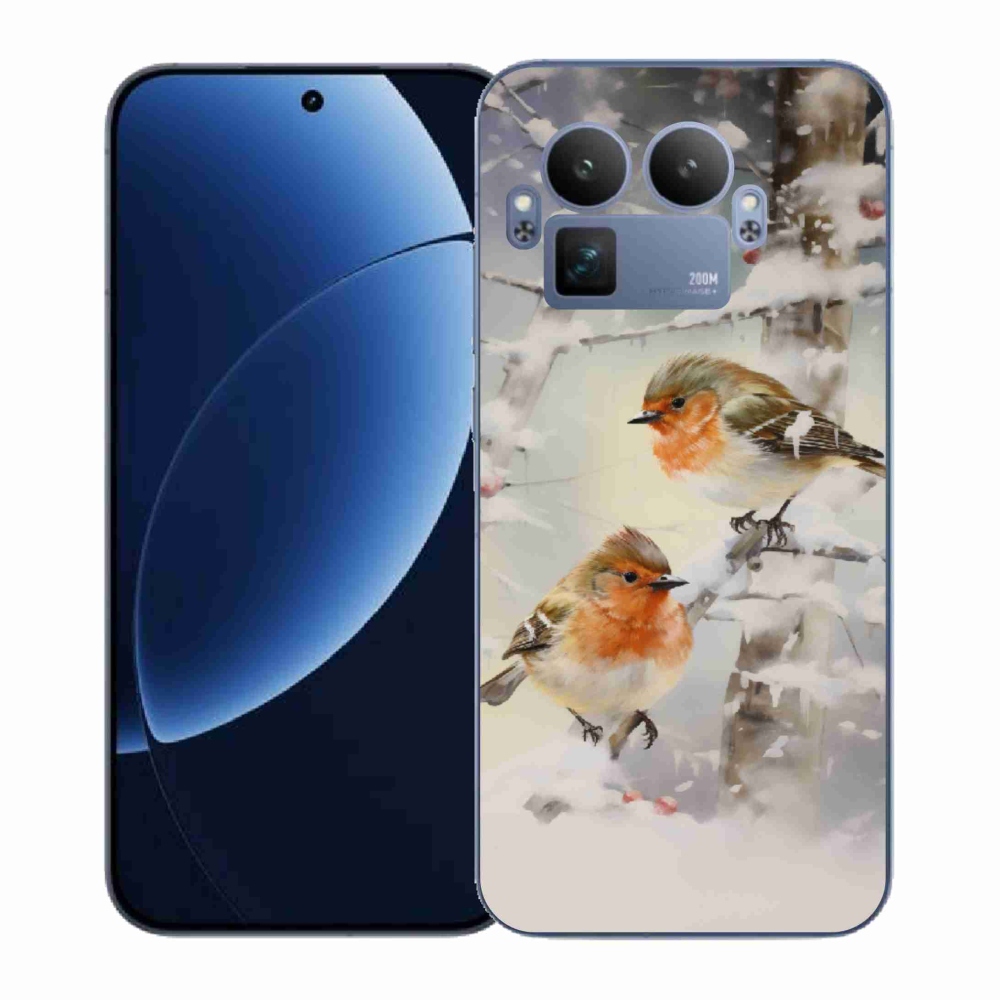 Gélový kryt mmCase na Realme GT 8 Pro - vtáčiky v zime