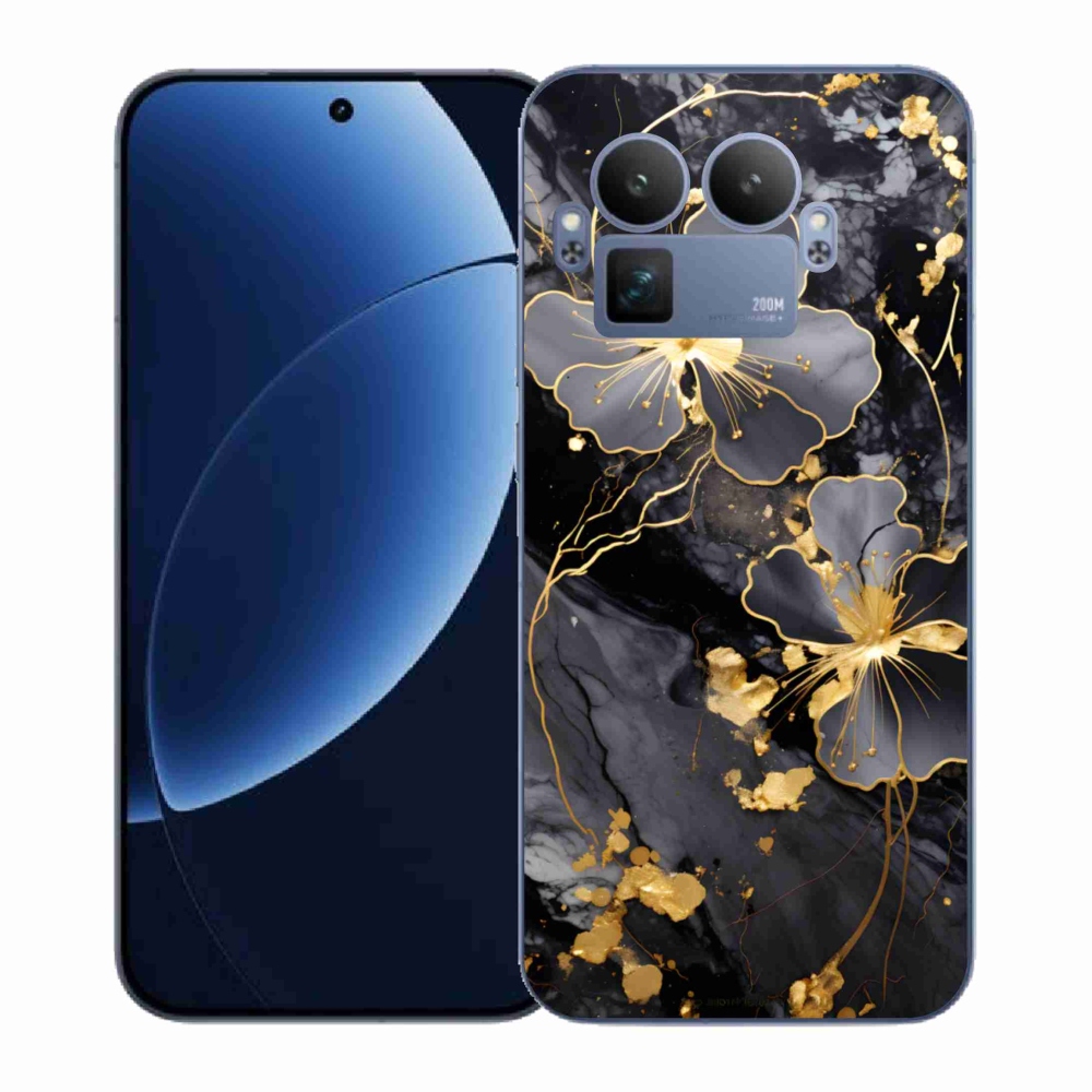 Gélový kryt mmCase na Realme GT 8 Pro - zlaté kvety