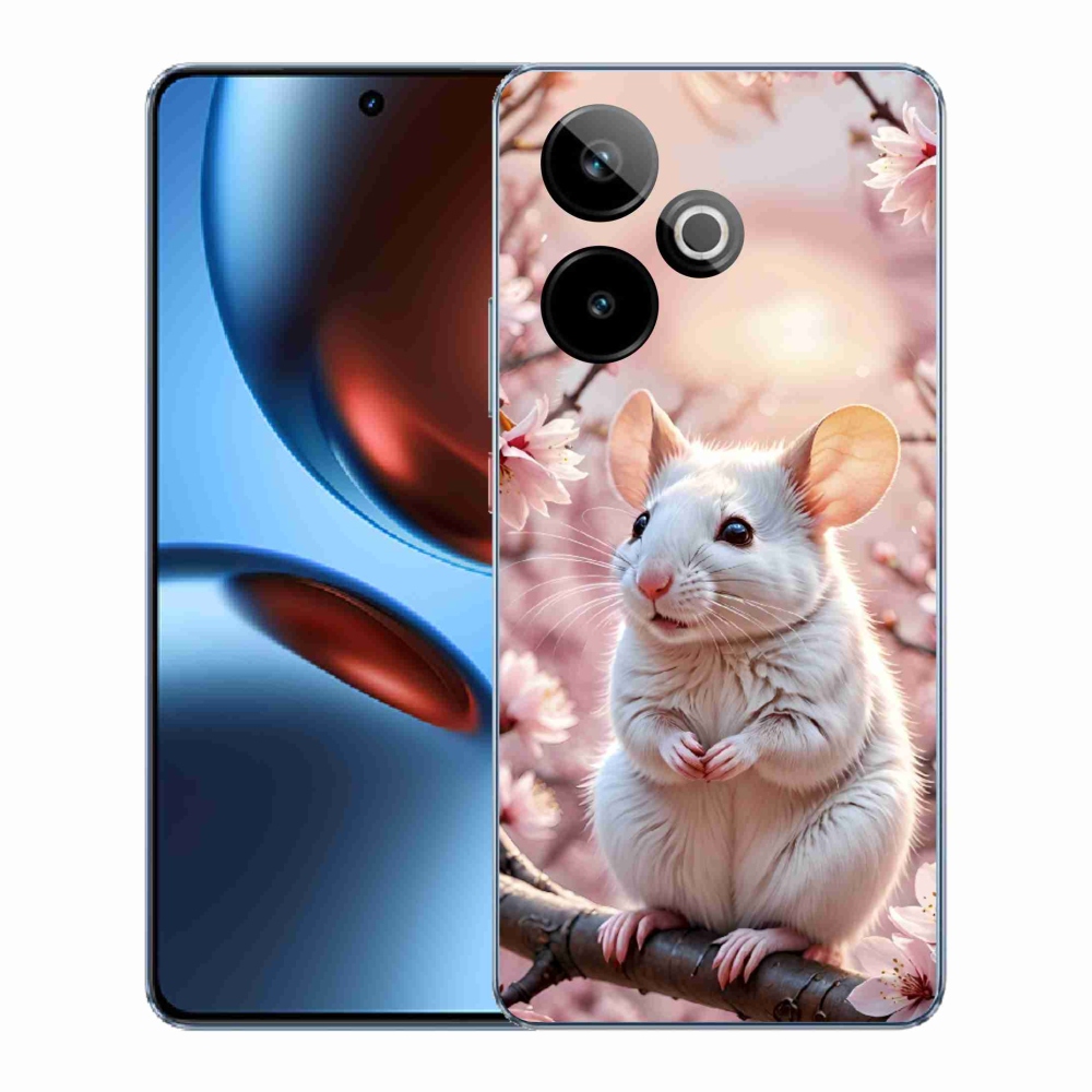 Gélový kryt mmCase na Realme GT7 5G/GT 7T 5G - biela myš na vetve