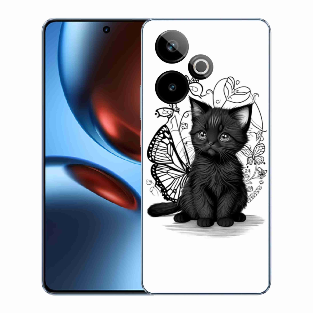 Gélový kryt mmCase na Realme GT7 5G/GT 7T 5G - čierne mačiatko