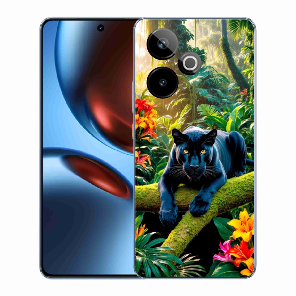 Gélový kryt mmCase na Realme GT7 5G/GT 7T 5G - čierny panter v džungli