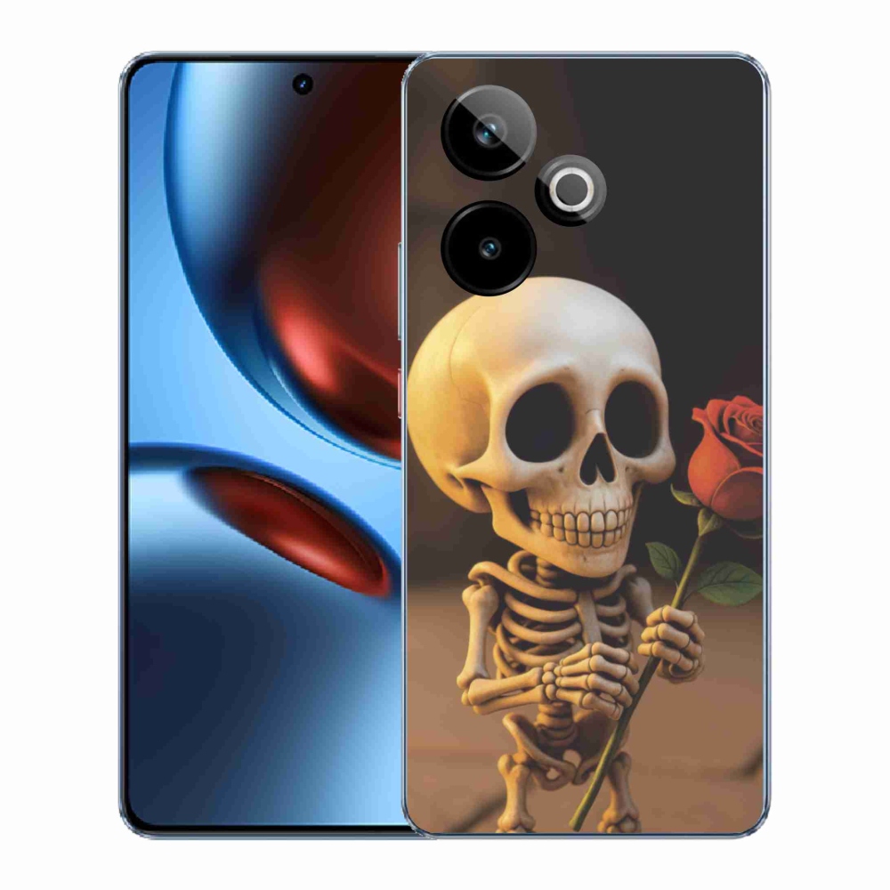 Gélový kryt mmCase na Realme GT7 5G/GT 7T 5G - kostlivec s ružou