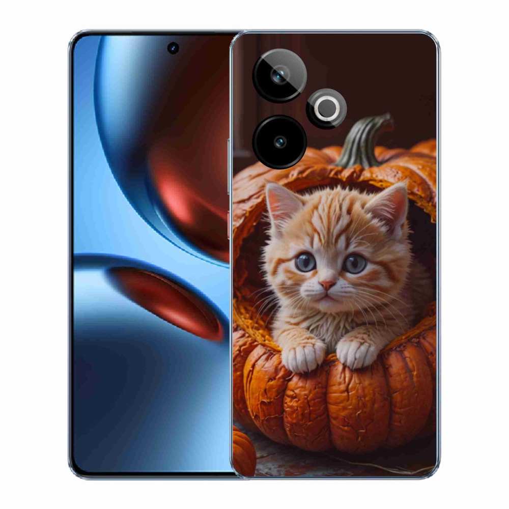 Gélový kryt mmCase na Realme GT7 5G/GT 7T 5G - mačiatko a tekvica 2