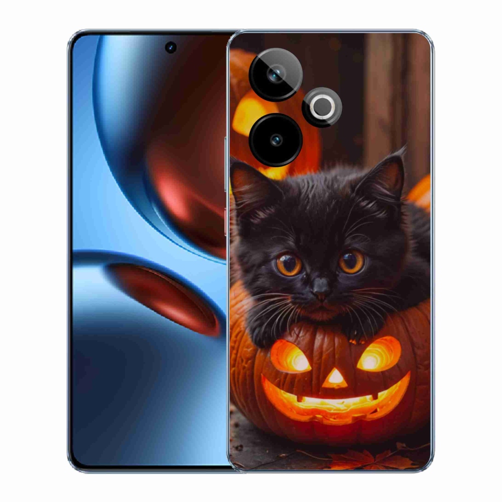 Gélový kryt mmCase na Realme GT7 5G/GT 7T 5G - mačiatko a tekvica