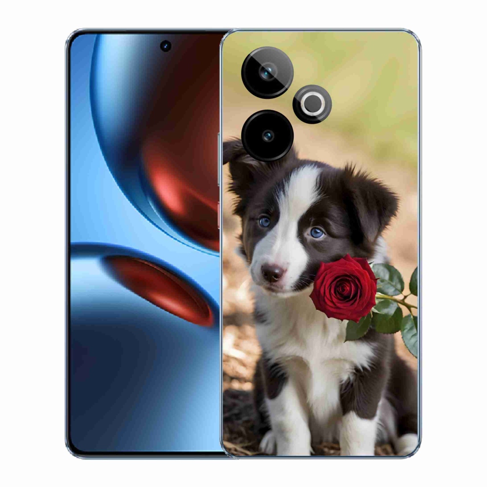Gélový kryt mmCase na Realme GT7 5G/GT 7T 5G - roztomilá border kólia s ružou