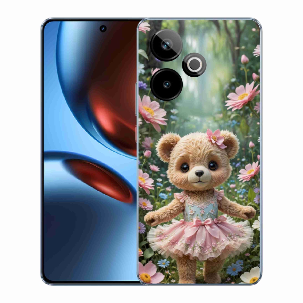Gélový kryt mmCase na Realme GT7 5G/GT 7T 5G - roztomilý medvedík v kvetoch