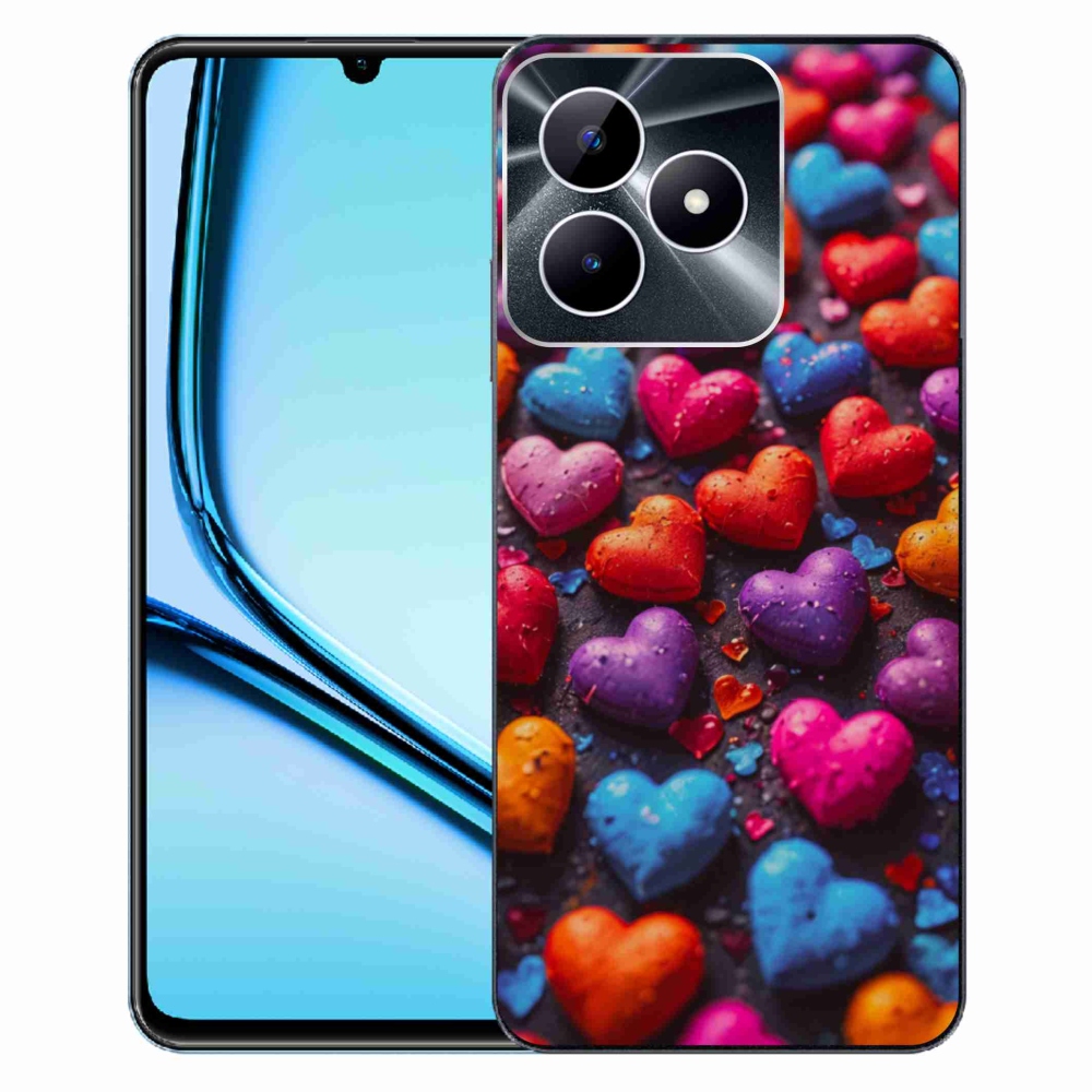 Gélový kryt mmCase na Realme Note 50 - farebné srdcia