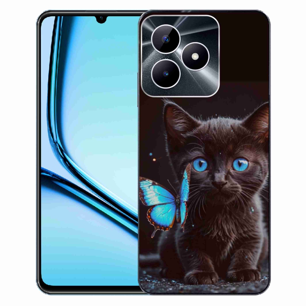 Gélový kryt mmCase na Realme Note 50 - čierne mačiatko 3