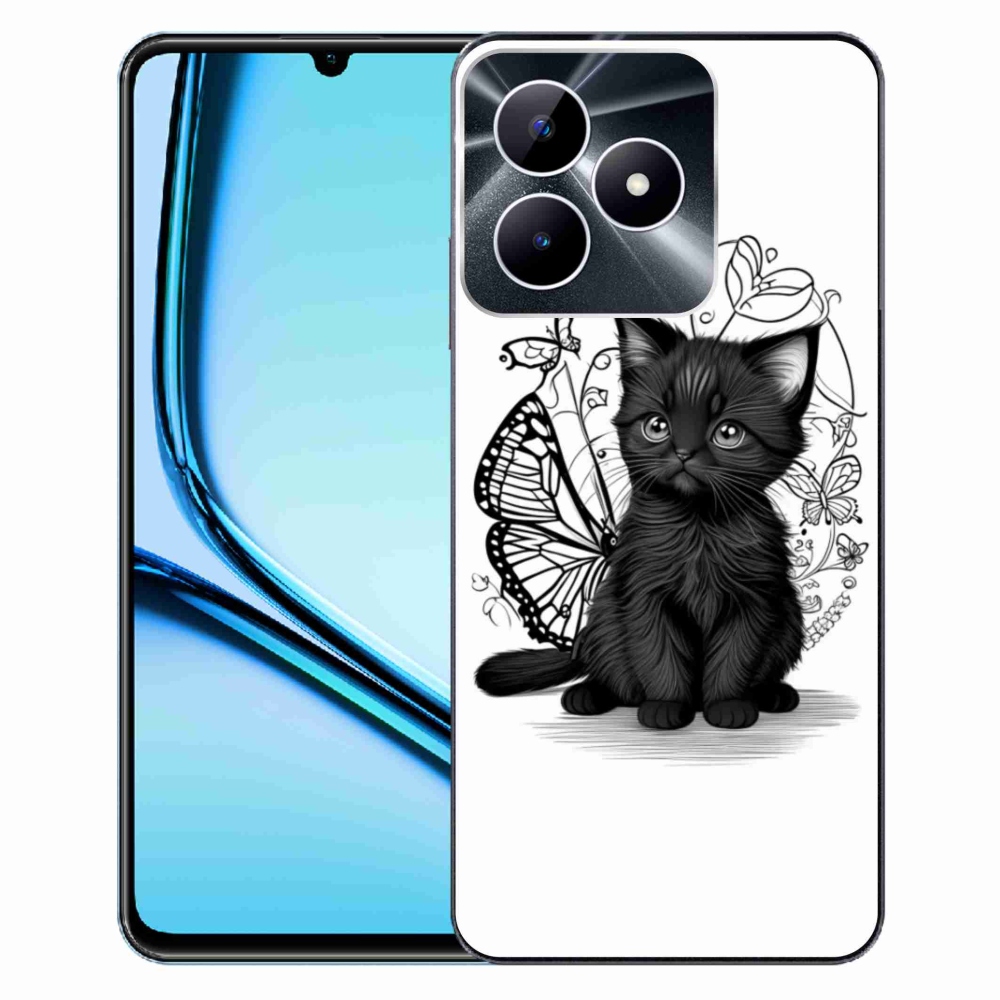 Gélový kryt mmCase na Realme Note 50 - čierne mačiatko