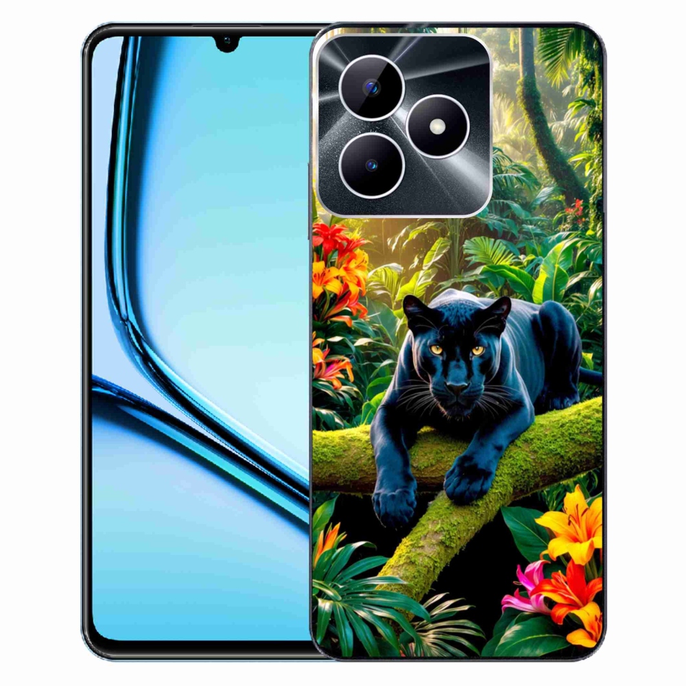 Gélový kryt mmCase na Realme Note 50 - čierny panter v džungli