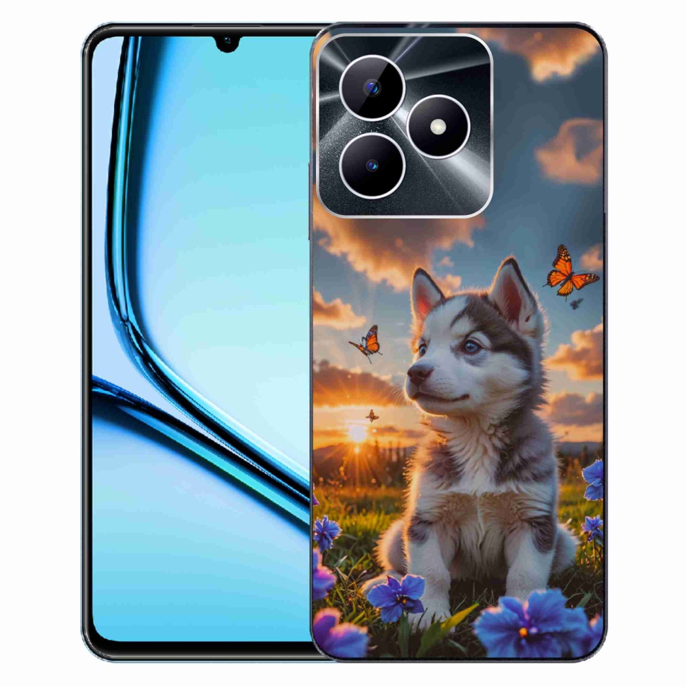 Gélový kryt mmCase na Realme Note 50 - husky pri západe slnka