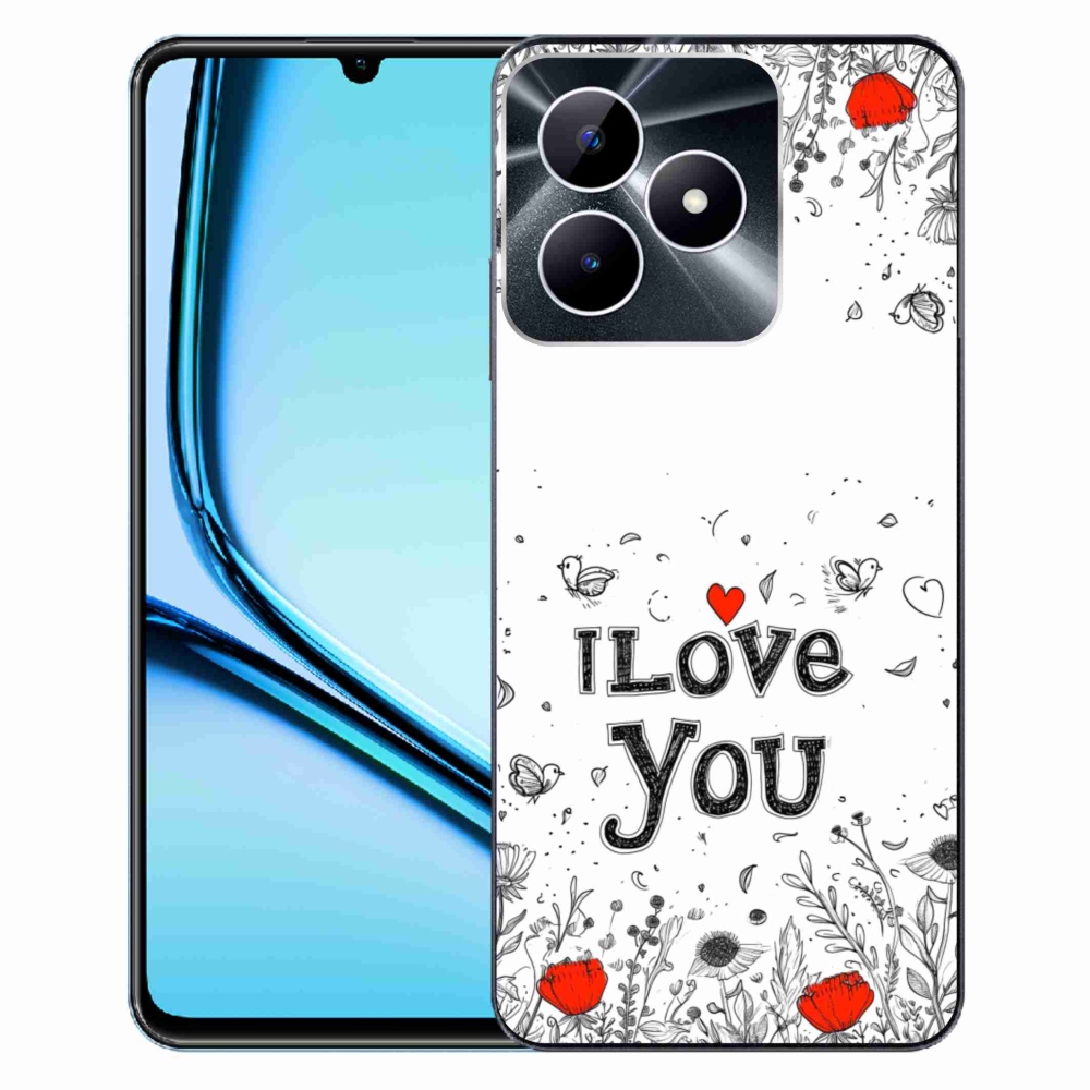 Gélový kryt mmCase na Realme Note 50 - I love you biele pozadie