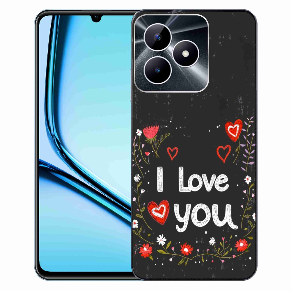 Gélový kryt mmCase na Realme Note 50 - I love you čierne pozadie
