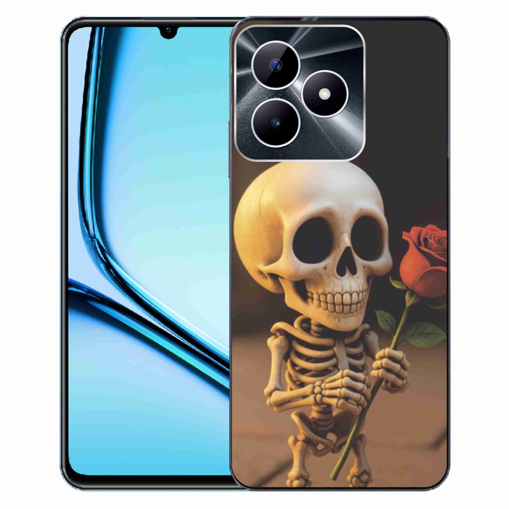 Gélový kryt mmCase na Realme Note 50 - kostlivec s ružou