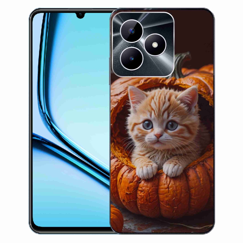 Gélový kryt mmCase na Realme Note 50 - mačiatko a tekvica 2
