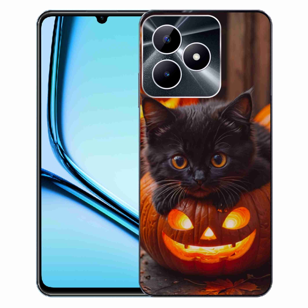 Gélový kryt mmCase na Realme Note 50 - mačiatko a tekvica