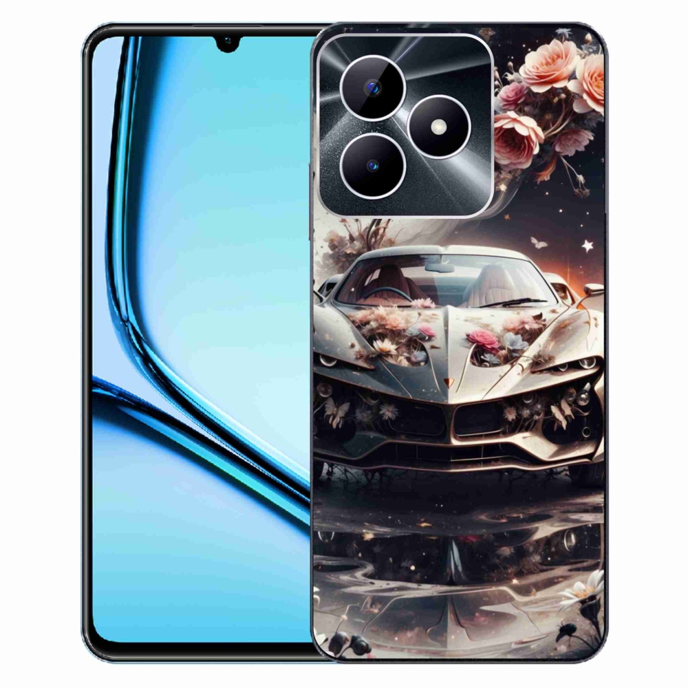 Gélový kryt mmCase na Realme Note 50 - kvetinový športový automobil