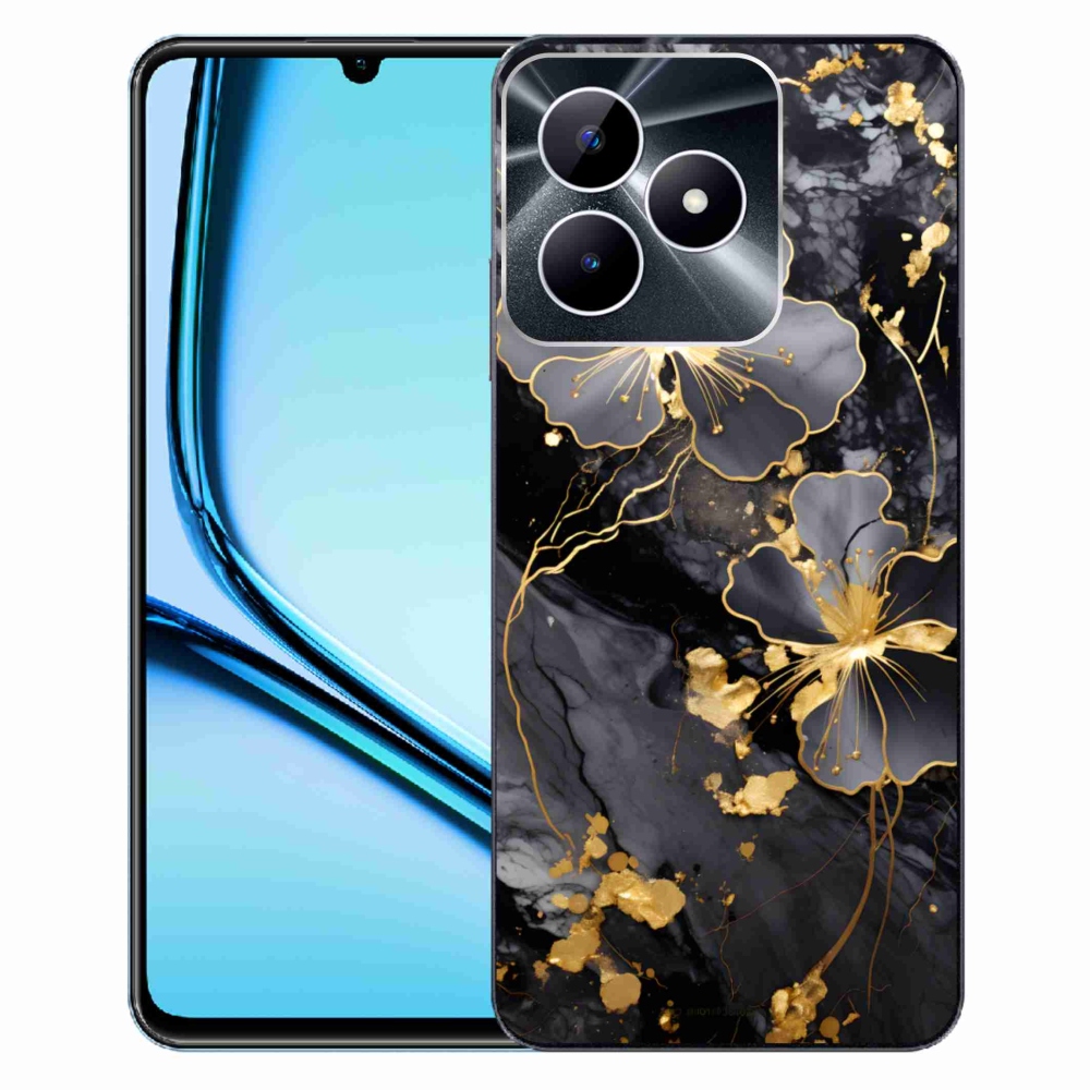 Gélový kryt mmCase na Realme Note 50 - zlaté kvety