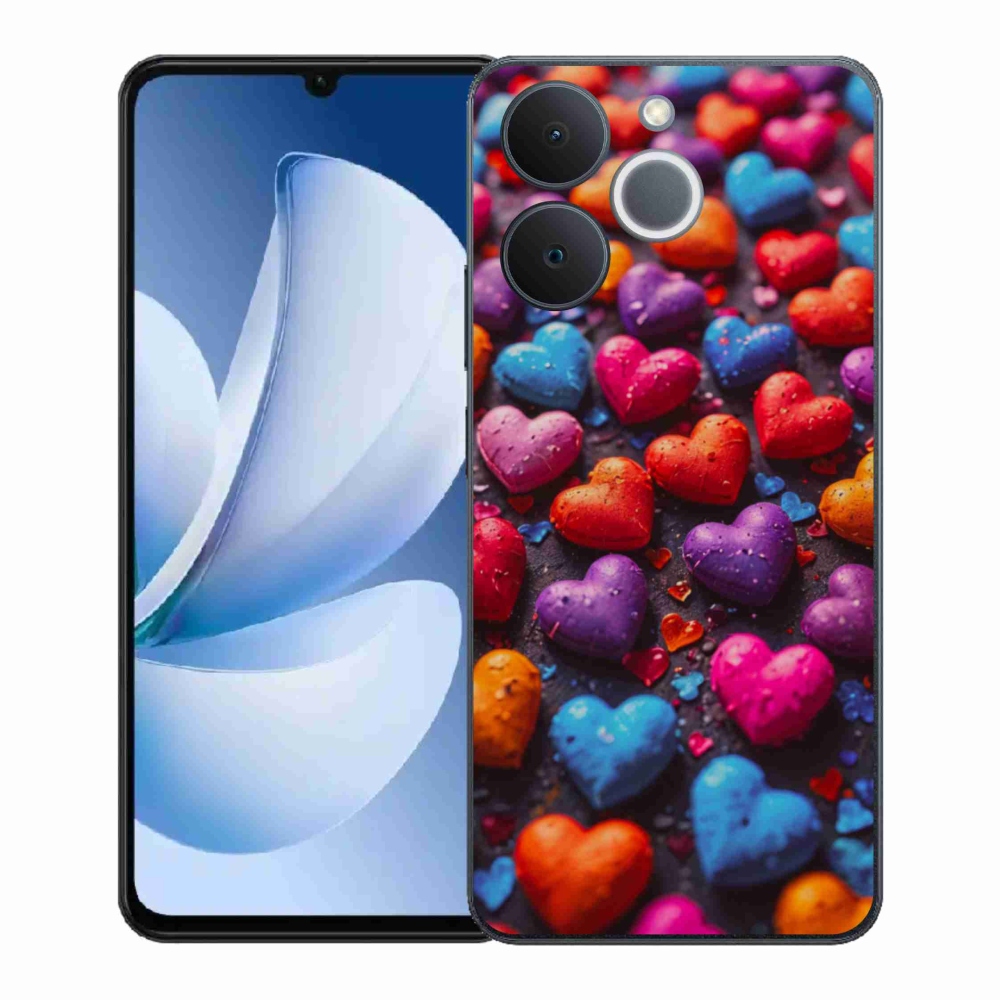 Gélový kryt mmCase na Realme Note 70T - farebné srdcia