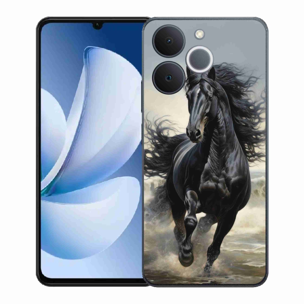Gélový kryt mmCase na Realme Note 70T - bežiaci čierny kôň