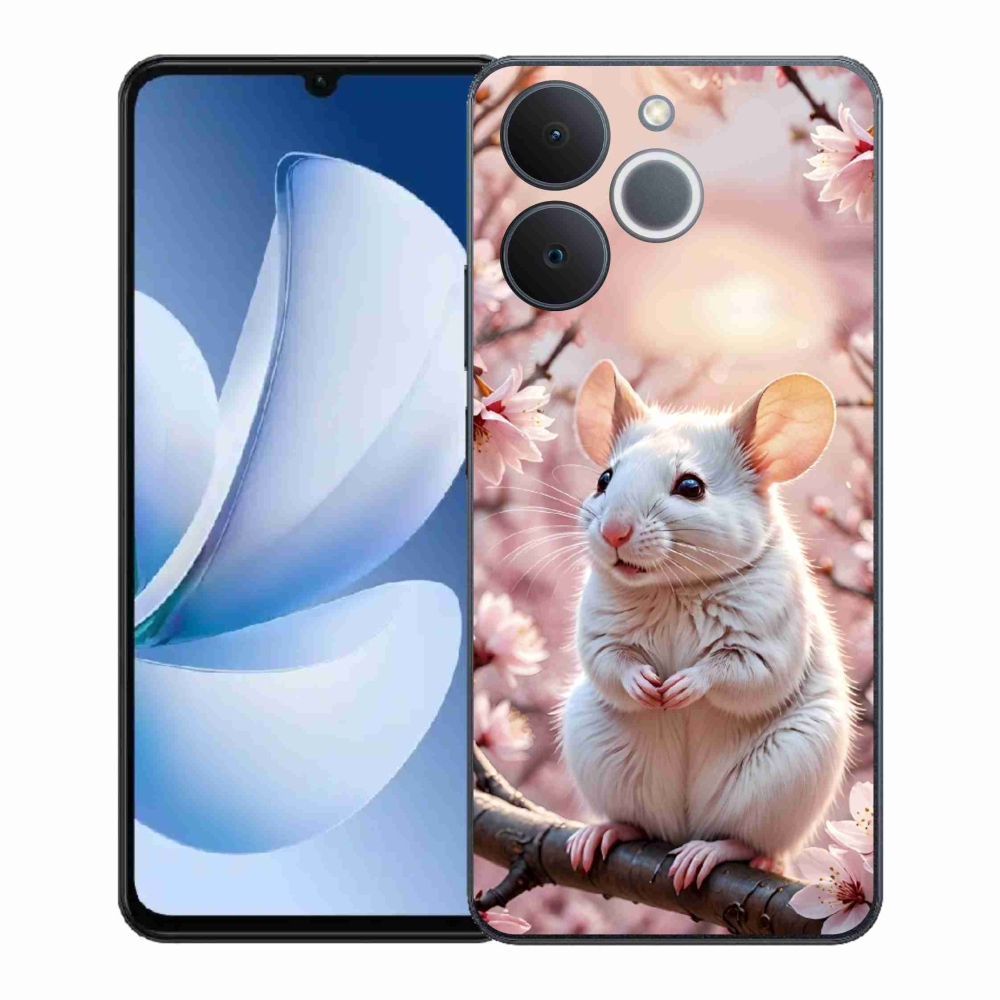 Gélový kryt mmCase na Realme Note 70T - biela myš na vetve
