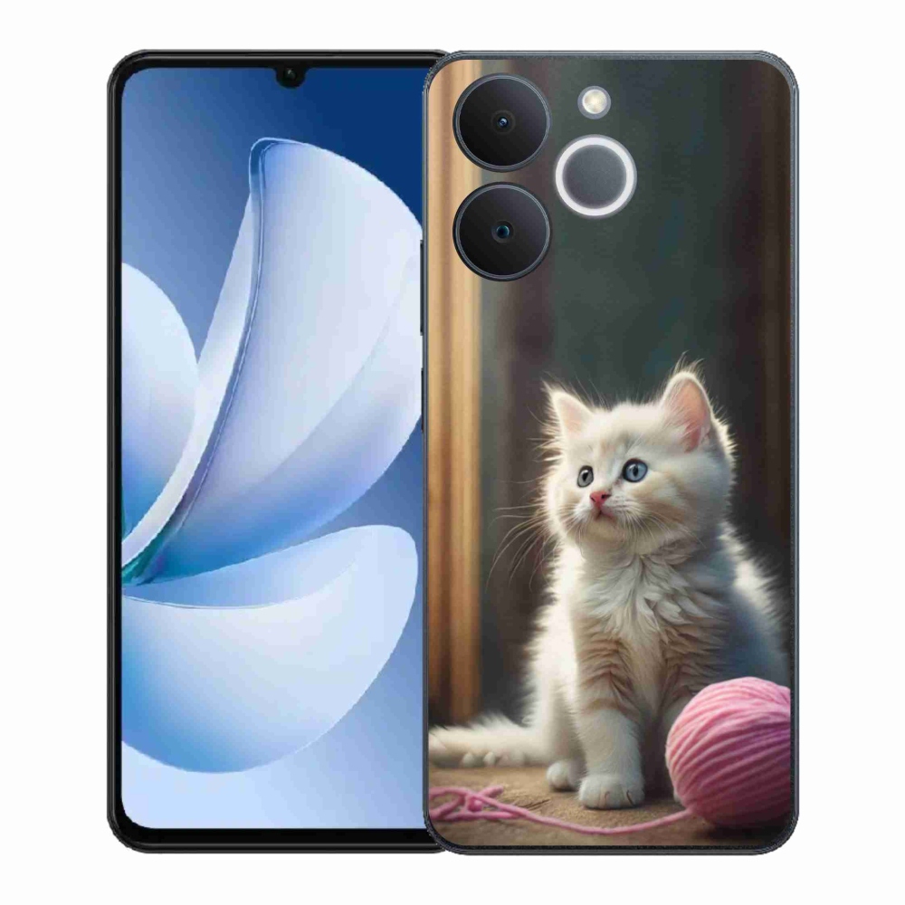 Gélový kryt mmCase na Realme Note 70T - biele mačiatko 2