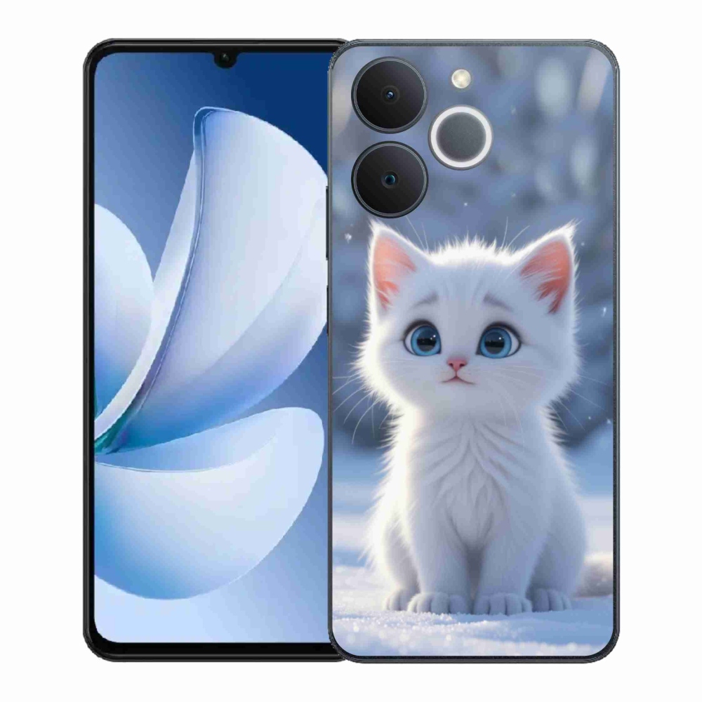 Gélový kryt mmCase na Realme Note 70T - biele mačiatko 3