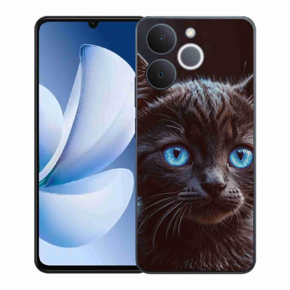 Gélový kryt mmCase na Realme Note 70T - čierne mačiatko 2