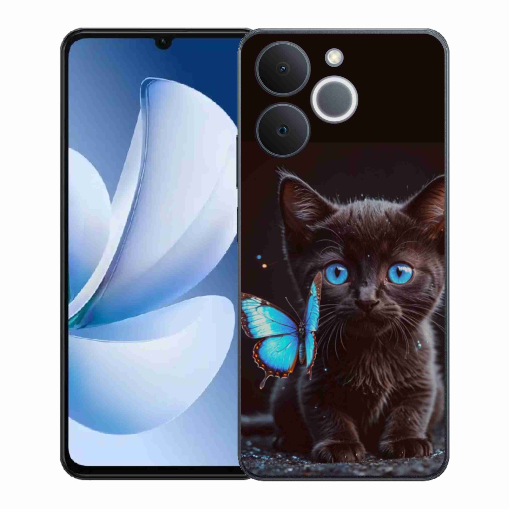 Gélový kryt mmCase na Realme Note 70T - čierne mačiatko 3