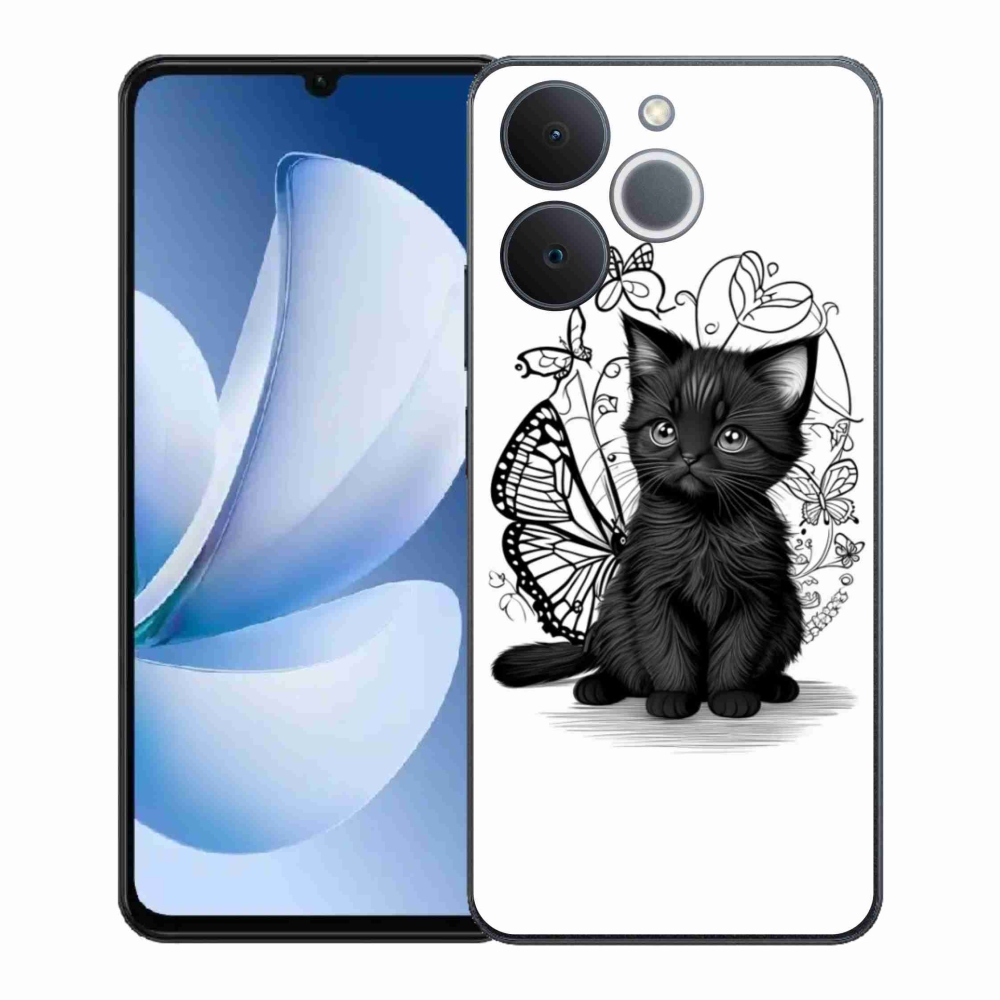 Gélový kryt mmCase na Realme Note 70T - čierne mačiatko