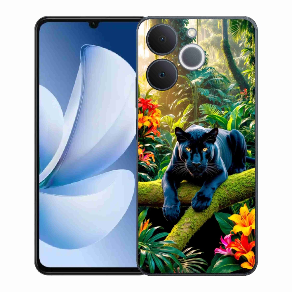 Gélový kryt mmCase na Realme Note 70T - čierny panter v džungli