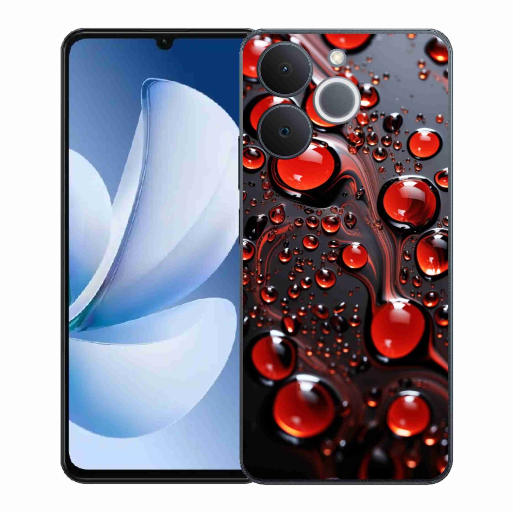 Gélový kryt mmCase na Realme Note 70T - červené kvapky 2