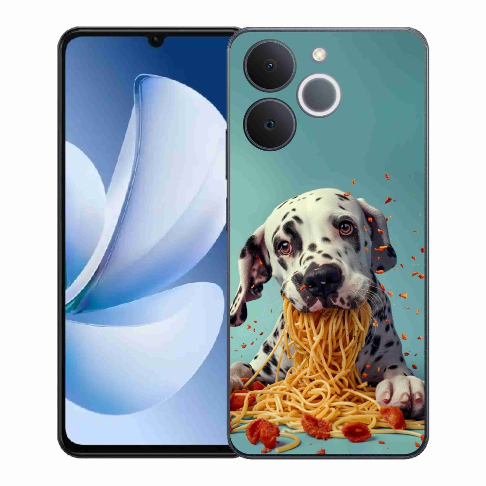 Gélový kryt mmCase na Realme Note 70T - dalmatín a špagety