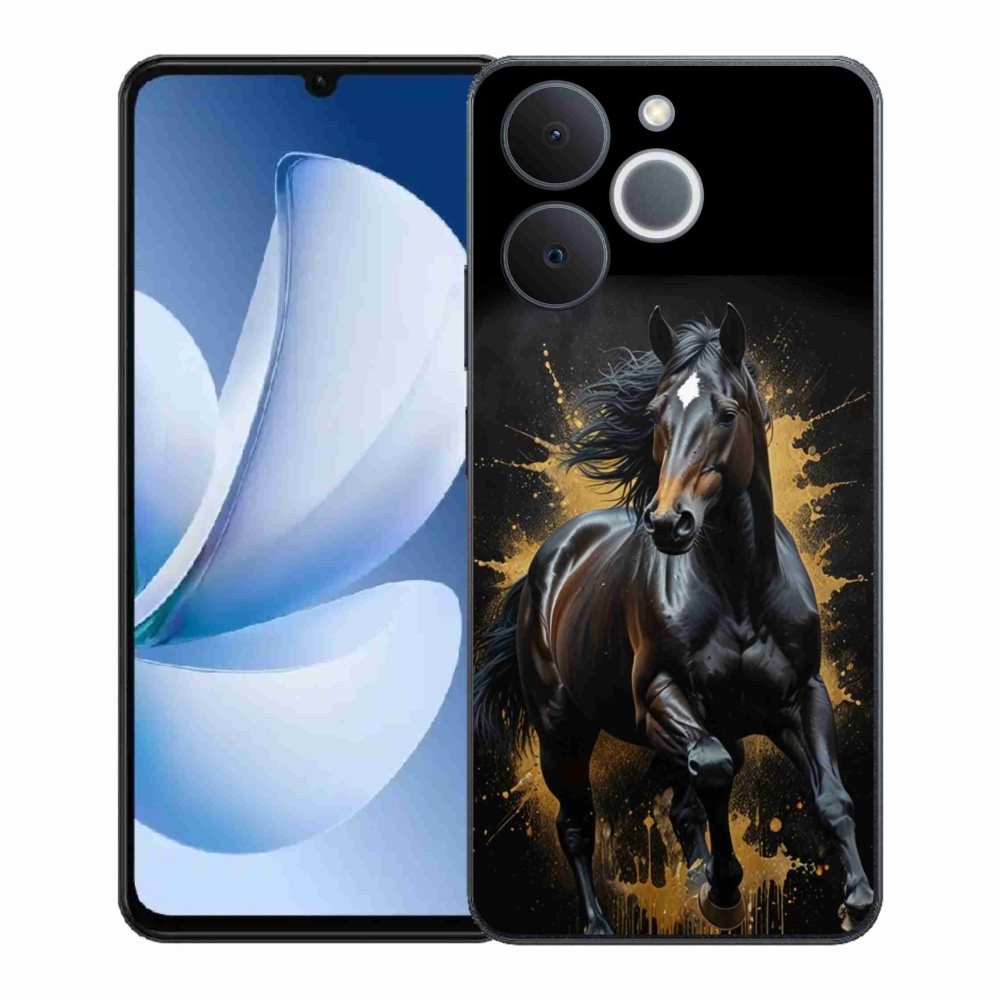 Gélový kryt mmCase na Realme Note 70T - elegantný čierny žrebec