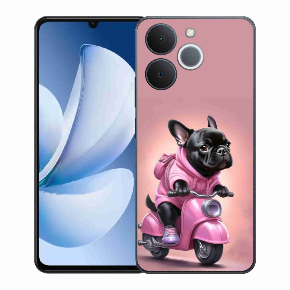 Gélový kryt mmCase na Realme Note 70T - francúzsky buldoček na skútri